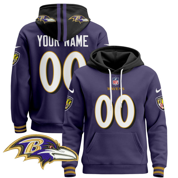 Baltimore Ravens 2024 Custom Pullover Hoodie V4 - All Stitched