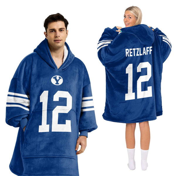 Adult 12 BYU Cougars Football Unisex Blanket Hoodie