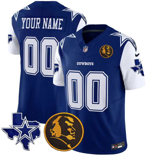 Cowboys Texas & John Madden Patch Vapor Limited Custom Jersey - All Stitched