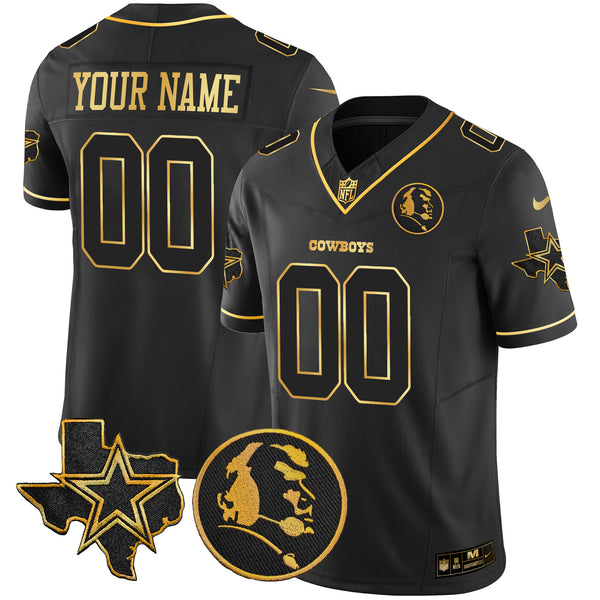 Cowboys Texas & John Madden Patch Gold Vapor Limited Custom Jersey - All Stitched
