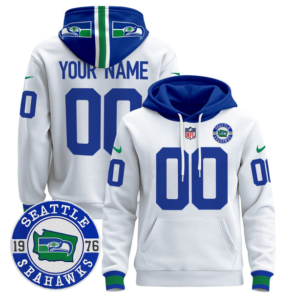 Seahawks Throwback Est. 1976 Patch Custom Pullover Hoodie - All Stitched