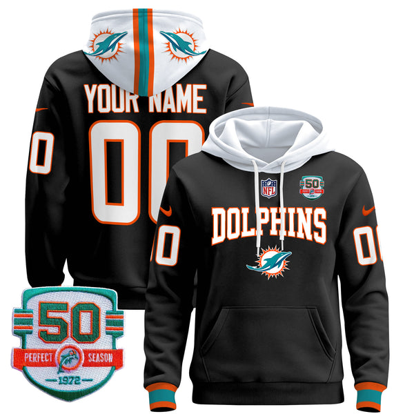 Dolphins 50th 1972 Perfect Season Patch Custom Pullover Hoodie V2 - All Print