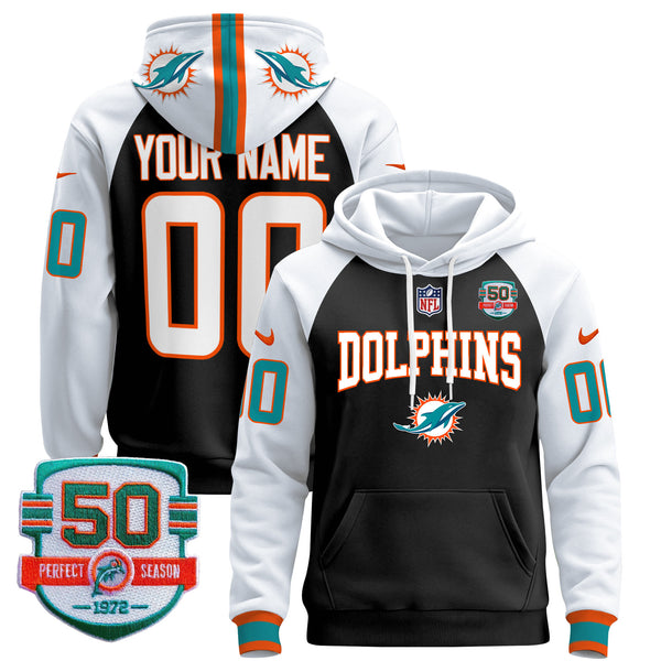 Dolphins 50th 1972 Perfect Season Patch Custom Pullover Hoodie V2 - All Print