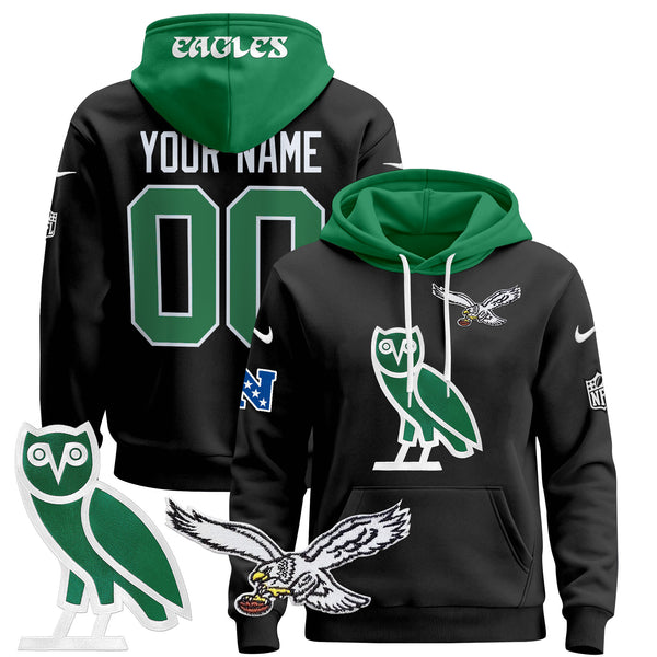 Philadelphia Eagles OVO 2024 Custom Pullover Hoodie - All Stitched
