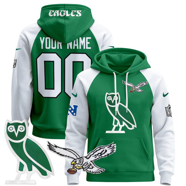 Philadelphia Eagles OVO 2024 Custom Pullover Hoodie - All Stitched