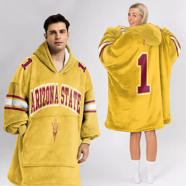 Adult #1 Arizona State Football Unisex Blanket Hoodie