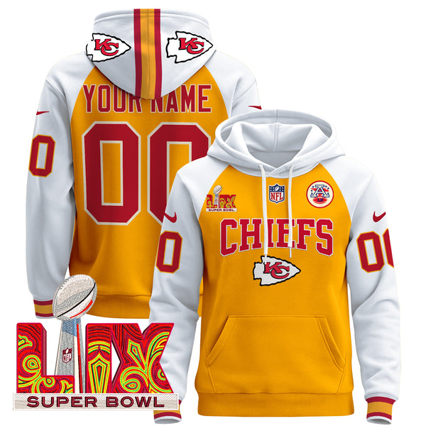 Kansas City Chiefs Super Bowl LIX Patch Custom Pullover Hoodie - All Print