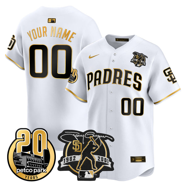 Padres Tony Gwynn & Petco Park 20th Patch Vapor Premier Limited Custom Jersey - All Stitched