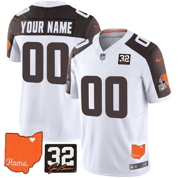 Cleveland Browns 2025 Jim Brown Memorial & Home Patch Vapor Limited Custom Jersey - All Stitched