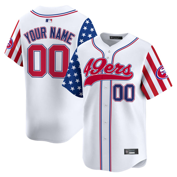 San Francisco 49ers 2025 Independence Day Vapor Baseball Custom Jersey - All Stitched