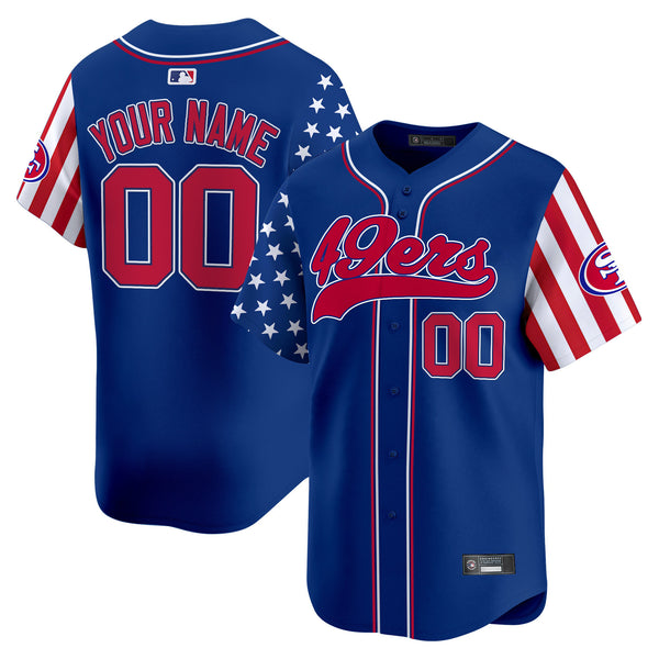 San Francisco 49ers 2025 Independence Day Vapor Baseball Custom Jersey - All Stitched