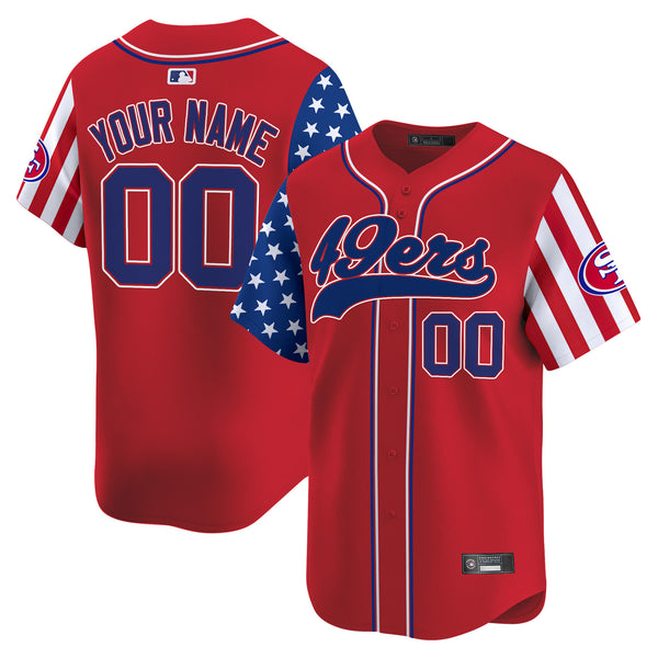 San Francisco 49ers 2025 Independence Day Vapor Baseball Custom Jersey - All Stitched
