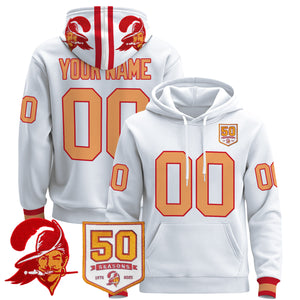 Tampa Bay Buccaneers Throwback 50th Season Patch Custom Pullover Hoodie - All Stitched