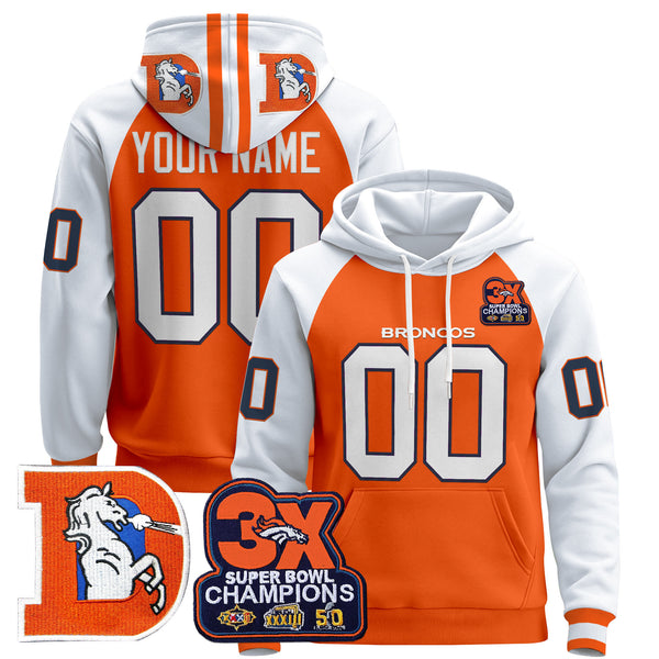 Denver Broncos Throwback Premium Custom Pullover Hoodie - All Print