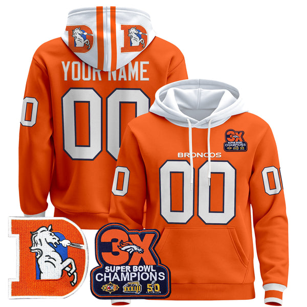 Denver Broncos Throwback Premium Custom Pullover Hoodie - All Print