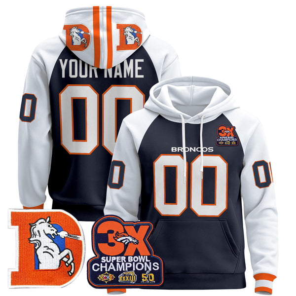 Denver Broncos Throwback Premium Custom Pullover Hoodie - All Print