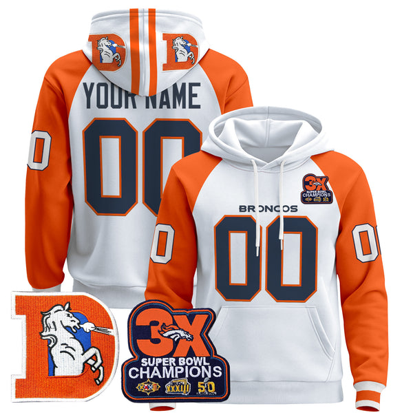 Denver Broncos Throwback Premium Custom Pullover Hoodie - All Print