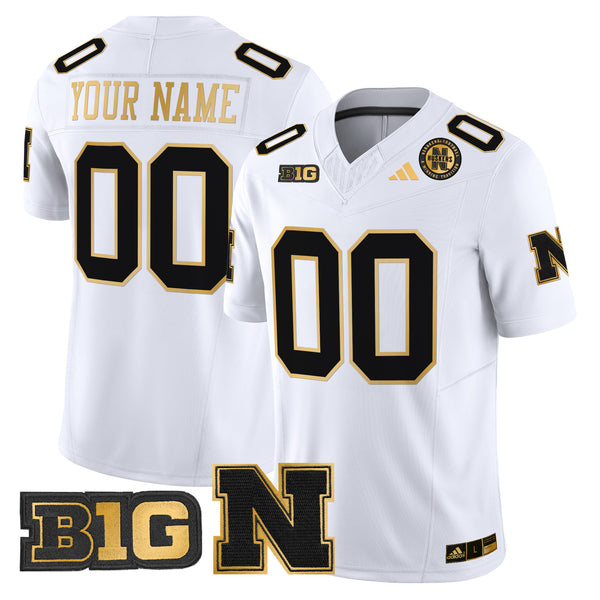Nebraska Cornhuskers 2025 Gold Vapor Limited Custom Jersey - All Stitched