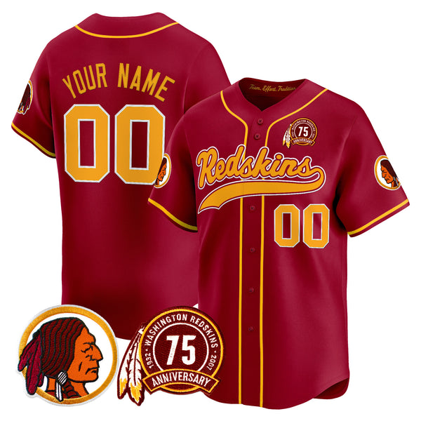 Washington Redskins Throwback Vapor Baseball Custom Jersey - All Stitched