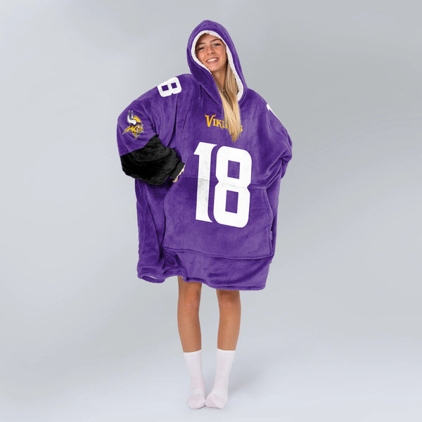Adult JJ 18 Minnesota Football Unisex Blanket Hoodie