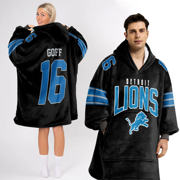 Adult JG 16 Detroit Football Unisex Blanket Hoodie