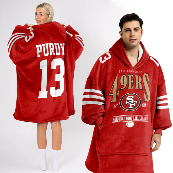 Adult 13 San Francisco Football Unisex Blanket Hoodie
