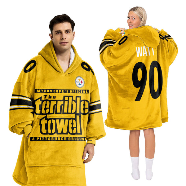 Adult Terrible Towel 90 Pittsburgh Football Unisex Blanket Hoodie