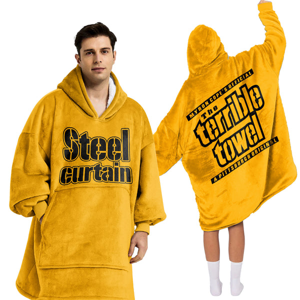 Adult Steel Curtain Pittsburgh Football Unisex Blanket Hoodie
