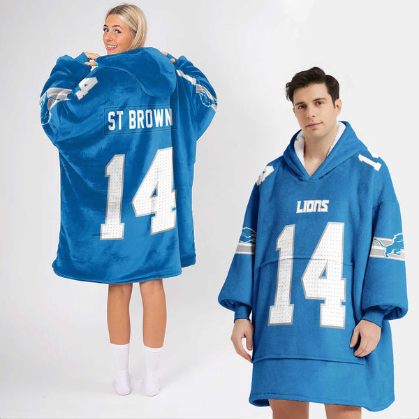 Adult St.B 14 Detroit Football Unisex Blanket Hoodie