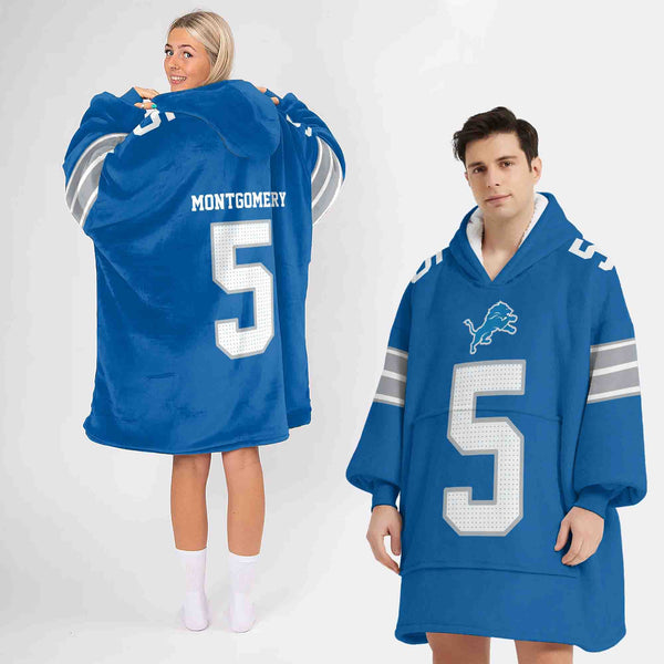 Adult D.M 5 Detroit Football Unisex Blanket Hoodie
