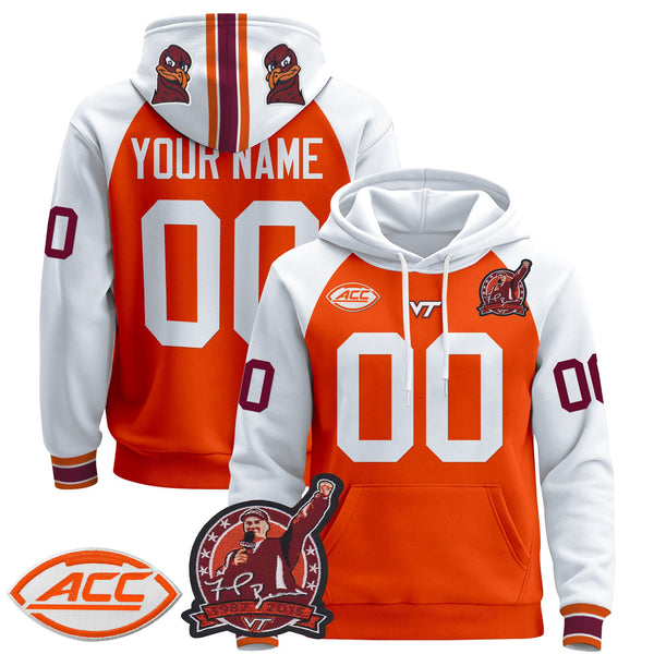 Virginia Tech Hokies 2025 'Coach Frank Beamer Patch' Premium Custom Pullover Hoodie - All Stitched