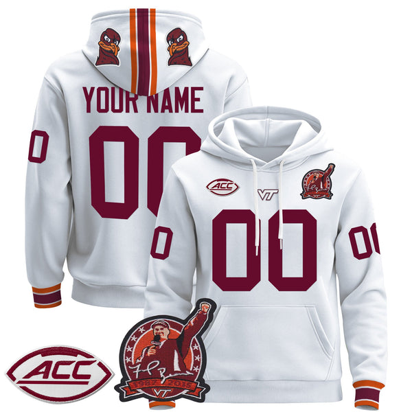 Virginia Tech Hokies 2025 'Coach Frank Beamer Patch' Premium Custom Pullover Hoodie - All Stitched