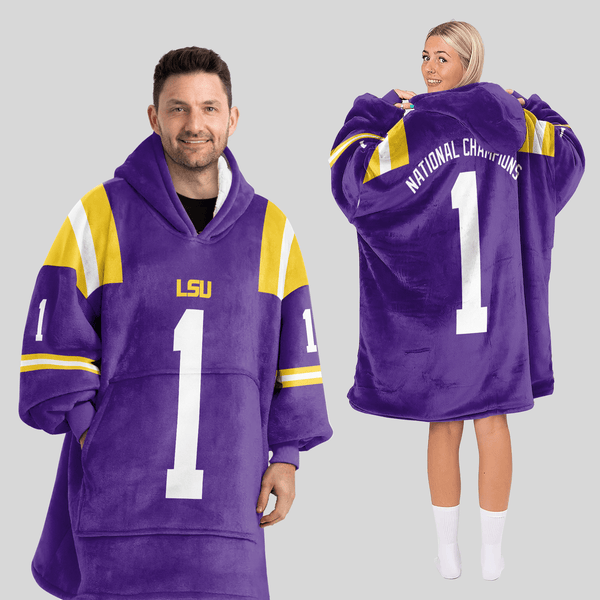 Adult #1 LSU Football Unisex Blanket Hoodie