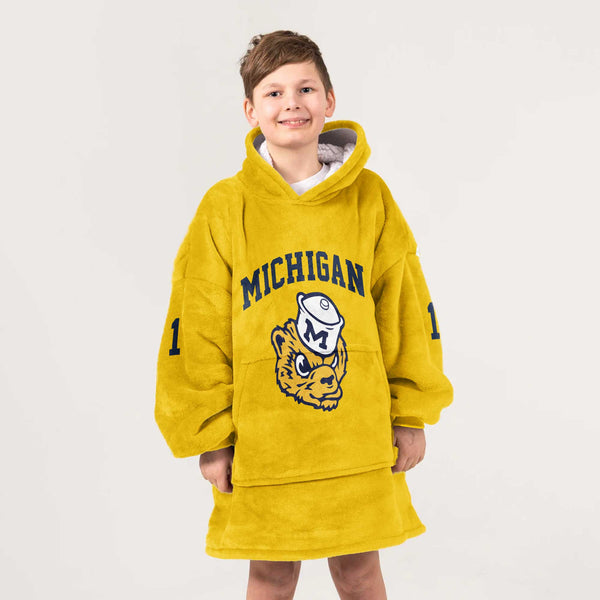 Kid 1 Michigan Football Unisex Blanket Hoodie