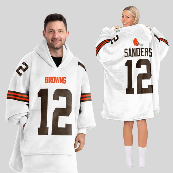 Adult S.S 12 Cleveland Football White Unisex Blanket Hoodie