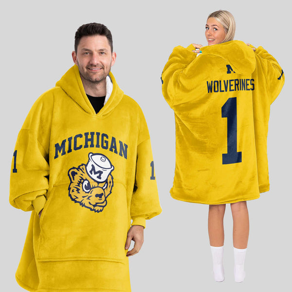 Adult 1 Michigan Football Unisex Blanket Hoodie