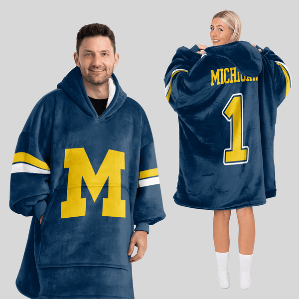 Adult 1 Michigan Football Unisex Blanket Hoodie