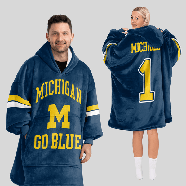 Adult 1 Michigan Football Unisex Blanket Hoodie