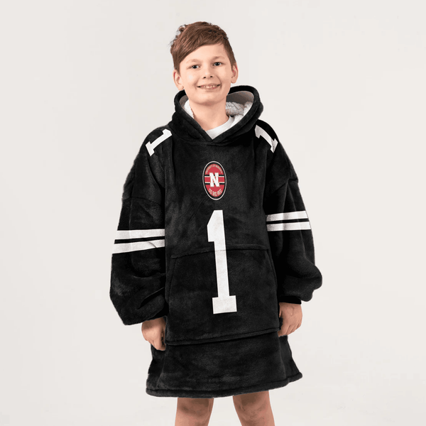 Kid 1 Nebraska Football Unisex Blanket Hoodie