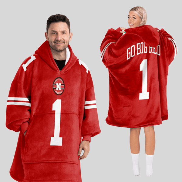 Adult 1 Nebraska Football Unisex Blanket Hoodie