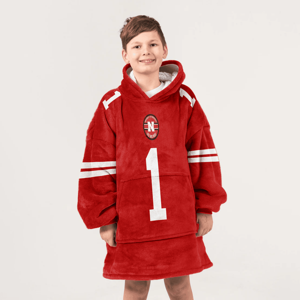 Kid 1 Nebraska Football Unisex Blanket Hoodie