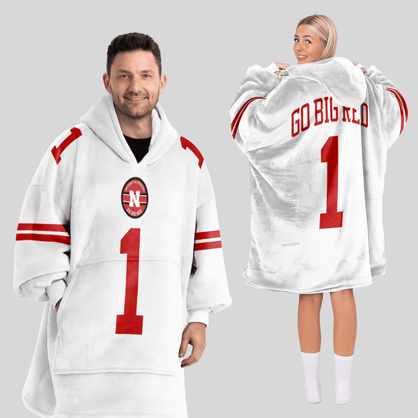 Adult 1 Nebraska Football Unisex Blanket Hoodie