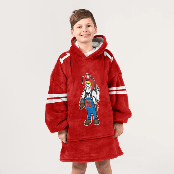 Kid 1 Nebraska Football Unisex Blanket Hoodie