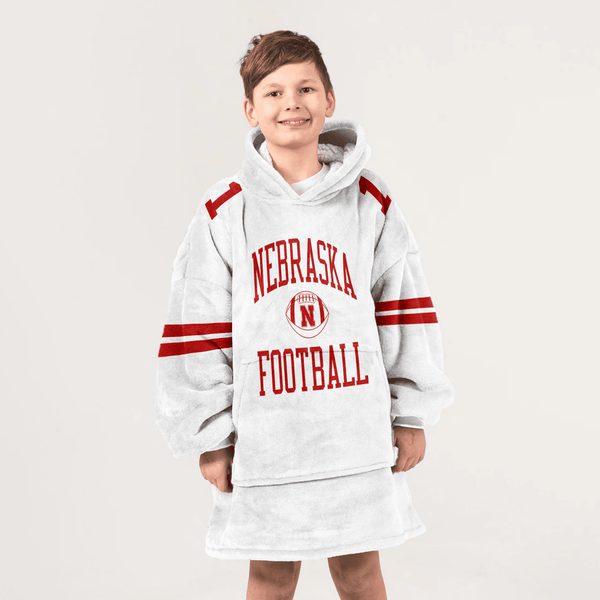 Kid 1 Nebraska Football Unisex Blanket Hoodie