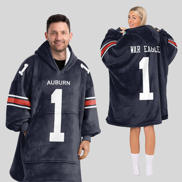 Adult #1 Auburn Football Unisex Blanket Hoodie