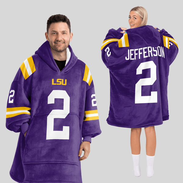 Adult J.J 2 LSU Football Unisex Blanket Hoodie