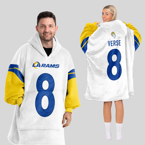 Adult J.V 8 Los Angeles R Football Unisex Blanket Hoodie