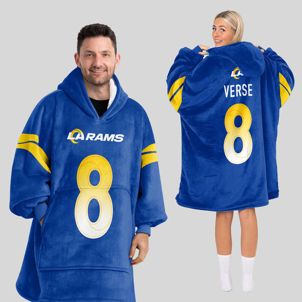 Adult J.V 8 Los Angeles R Football Unisex Blanket Hoodie