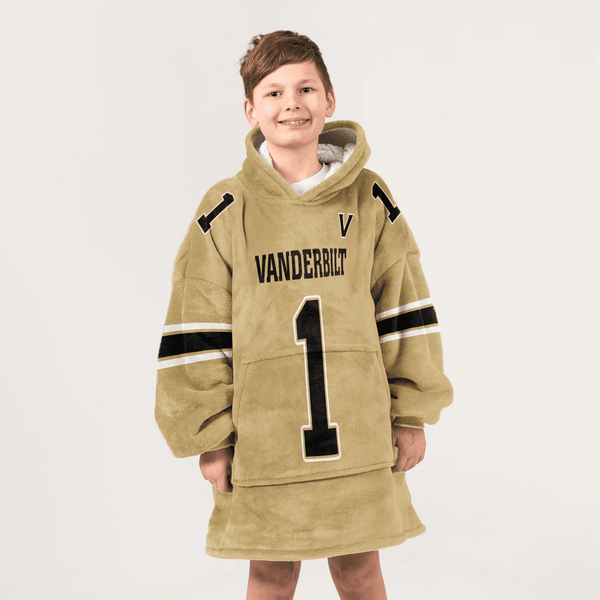 Kid 1 Vanderbilt Football Unisex Blanket Hoodie