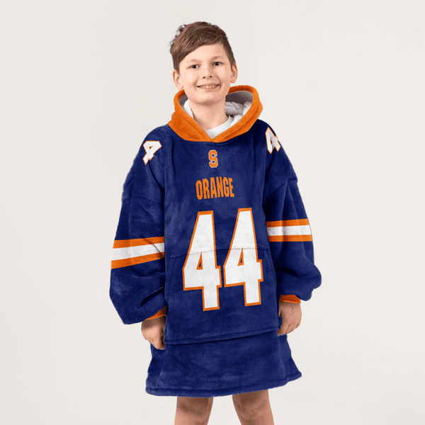 Kid #44 Navy Syracuse Football Unisex Blanket Hoodie